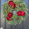 Christmas On the Farm Pine Wreath with Red Peonies - TwoInspireYou