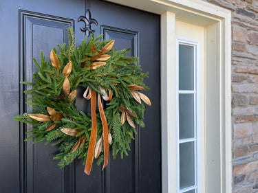 Gold Bay Leaf and Pine Wreath for Winter - TwoInspireYou