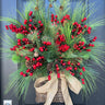 Christmas Basket Wreath with Pine, Red Berries and Burlap - TwoInspireYou