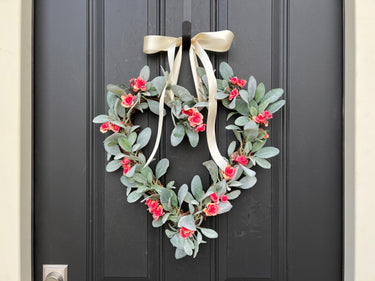 Sweetheart Valentine Heart Decor - Lamb's Ear and Rose Heart Wreath - TwoInspireYou