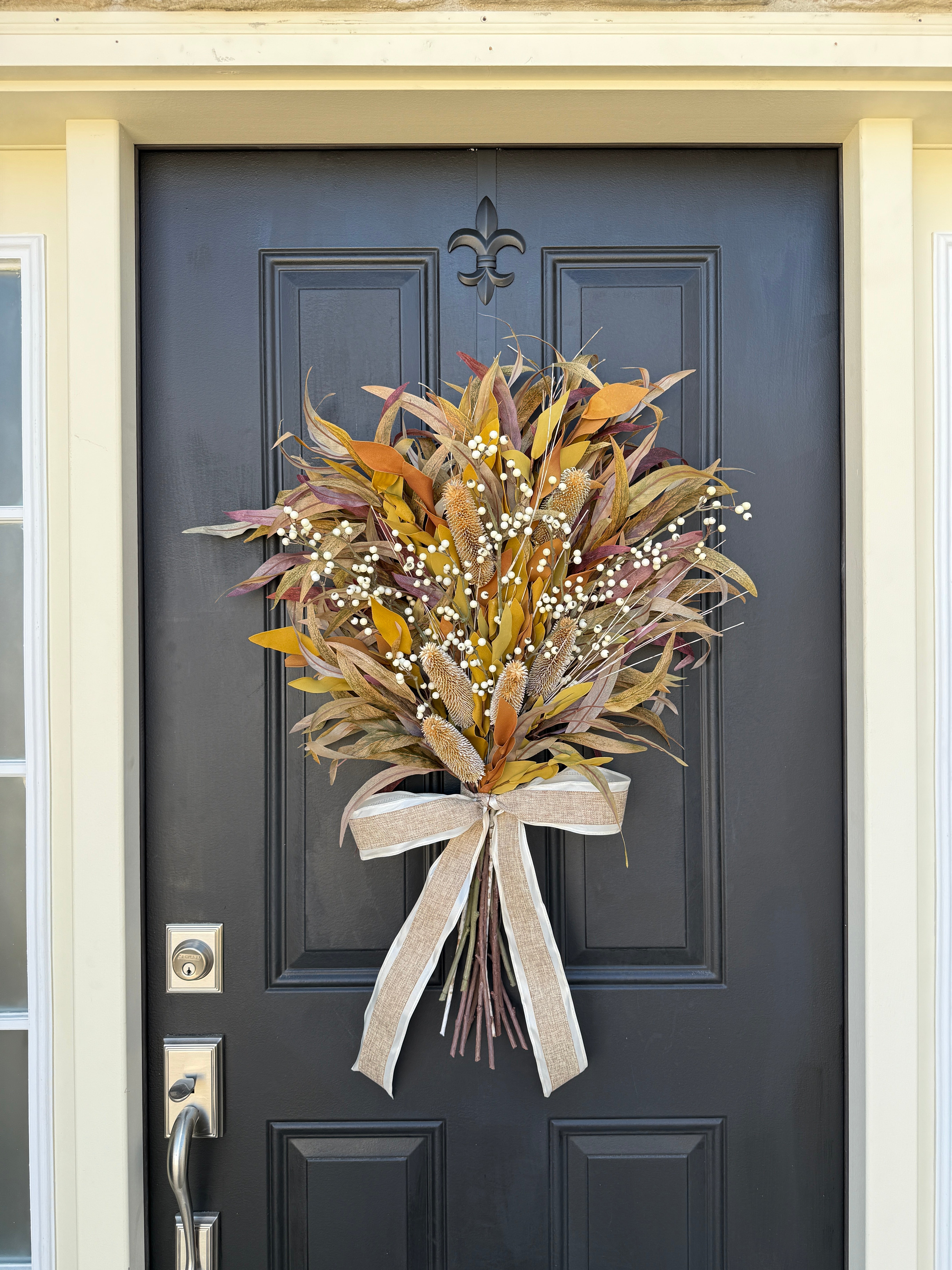 Rustic Fall Swag for Beach House – Coastal Autumn Door Decoration
