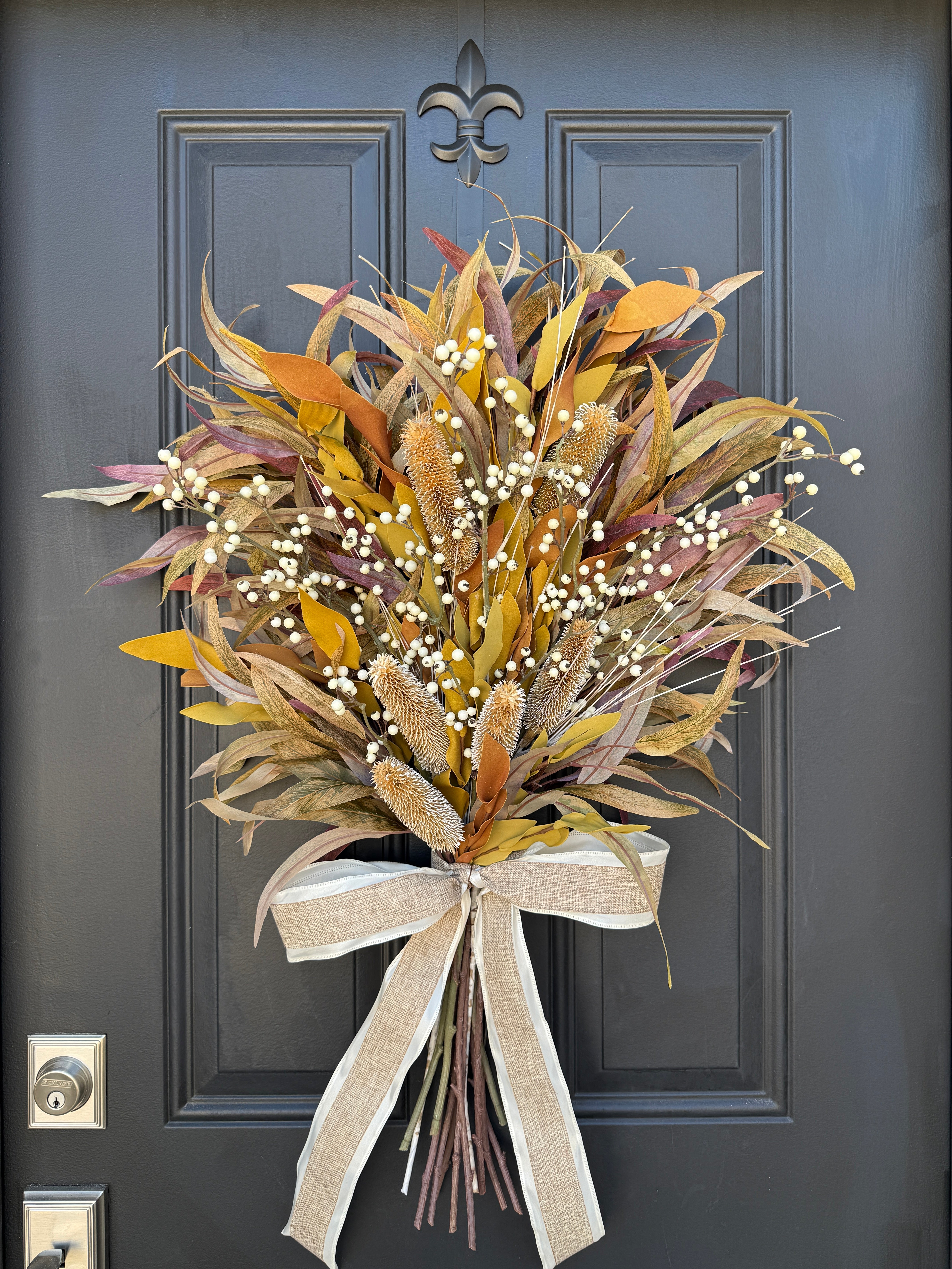 Rustic Fall Swag for Beach House – Coastal Autumn Door Decoration