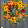 Sunflower & Pumpkin Harvest Wreath – Fall Farmhouse Front Door Décor - TwoInspireYou