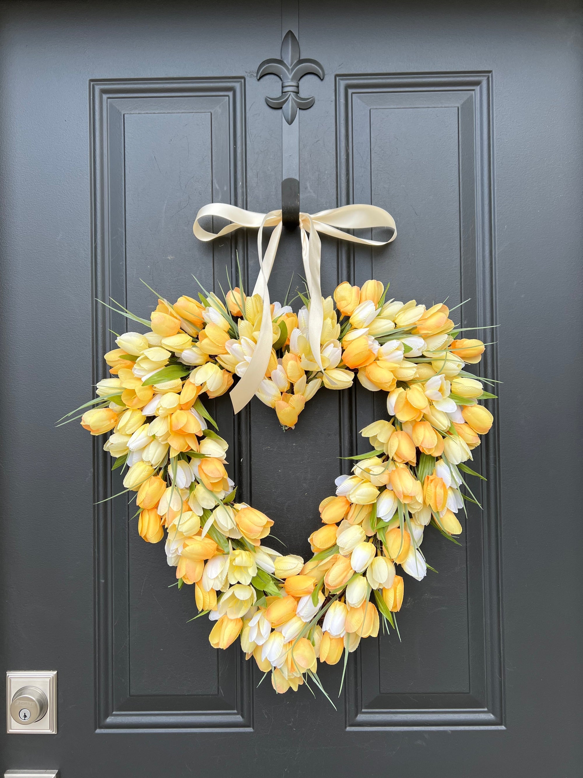 Yellow Tulip Heart Wreath