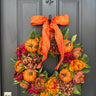 Pumpkin & Peony Fall Wreath with Orange Bow – Thanksgiving Door Décor - TwoInspireYou