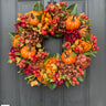 Pumpkin & Berry Harvest Wreath – Rustic Fall Door Decoration - TwoInspireYou