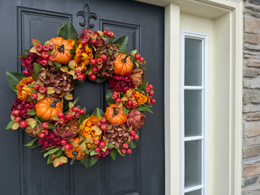 Pumpkin & Berry Harvest Wreath – Rustic Fall Door Decoration - TwoInspireYou