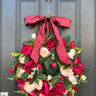 Christmas Red and Cream Peony Wreath with Red Berries - TwoInspireYou