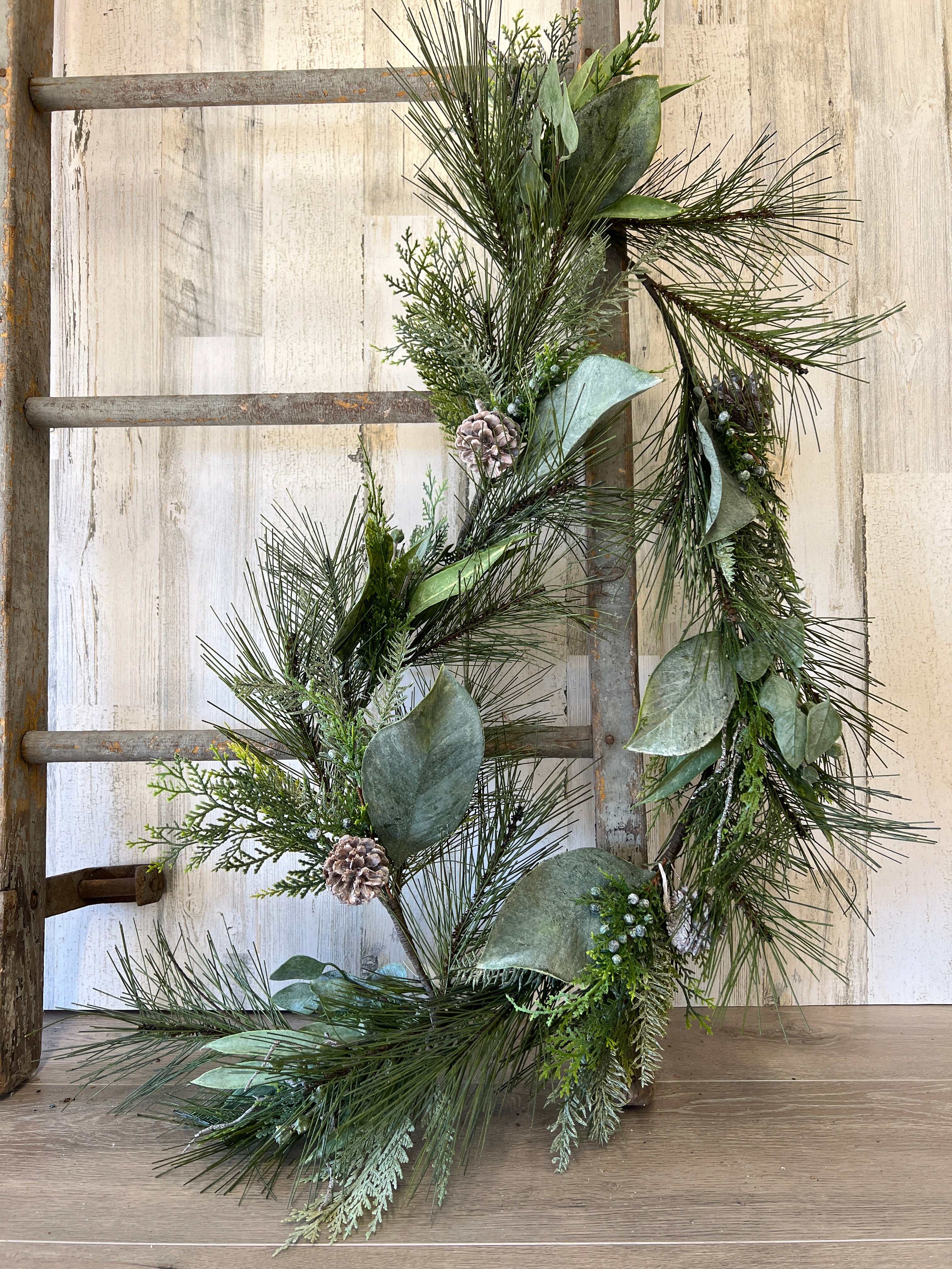 Frosted Magnolia Pine and Juniper Garland