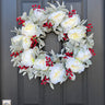 White Christmas Peony Wreath with Red Berries - TwoInspireYou