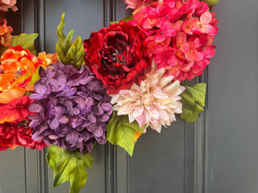 Rich Fall Dahlia & Hydrangea Wreath - TwoInspireYou