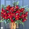 Red Poinsettia Christmas Basket Wreath - TwoInspireYou