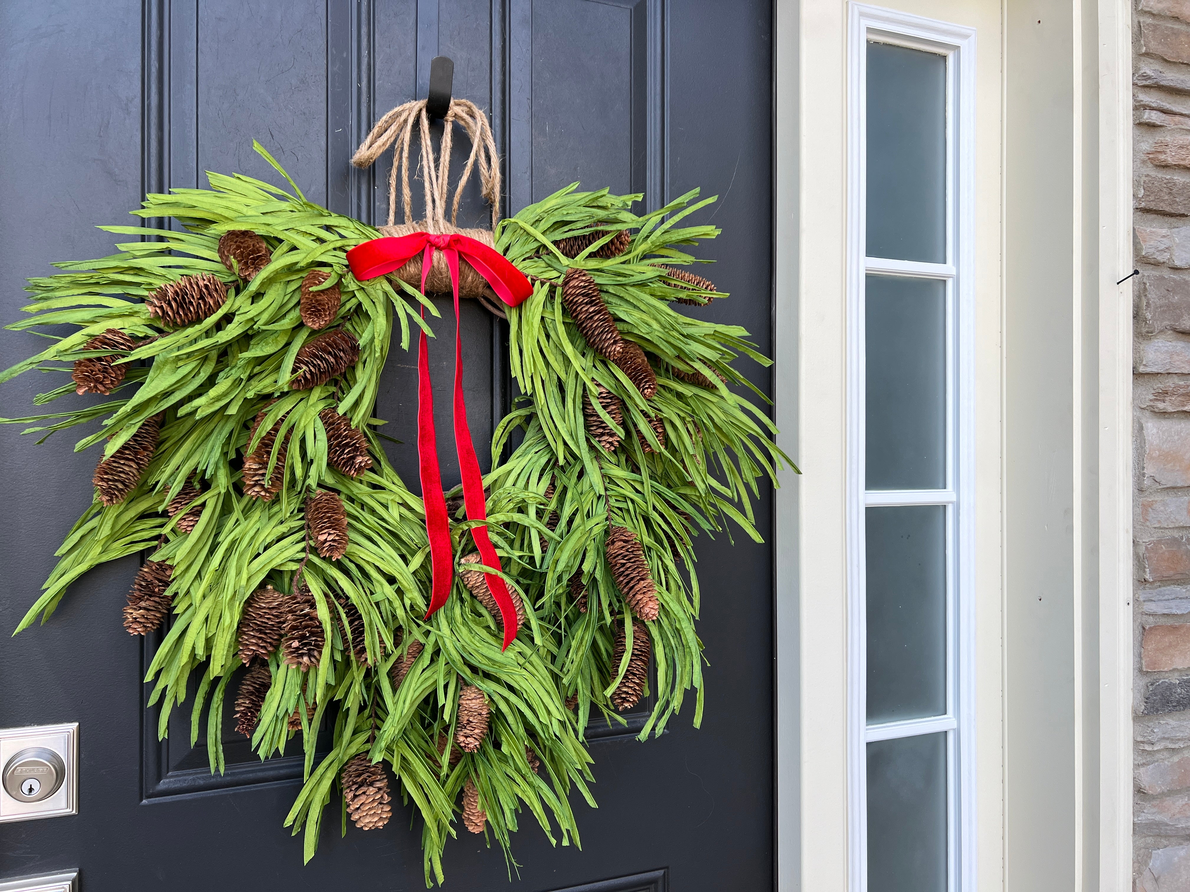 Country Christmas Wreath with Pinecones