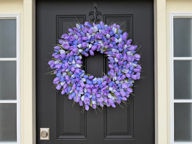 Purple Blend Tulip Wreath – Handcrafted Spring Door Wreath 24" - TwoInspireYou