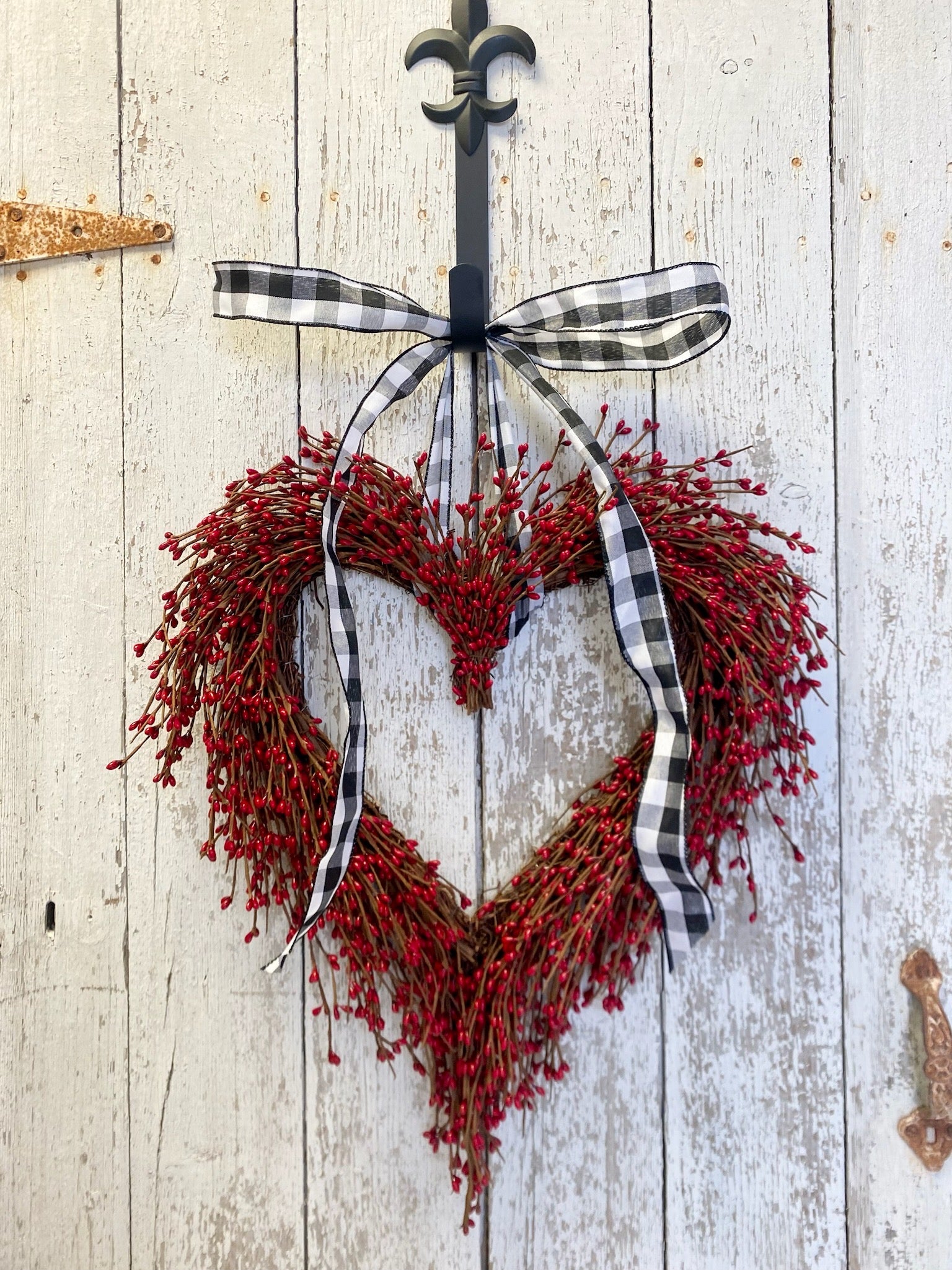 Country Kind of Love Red Berry Heart Wreath