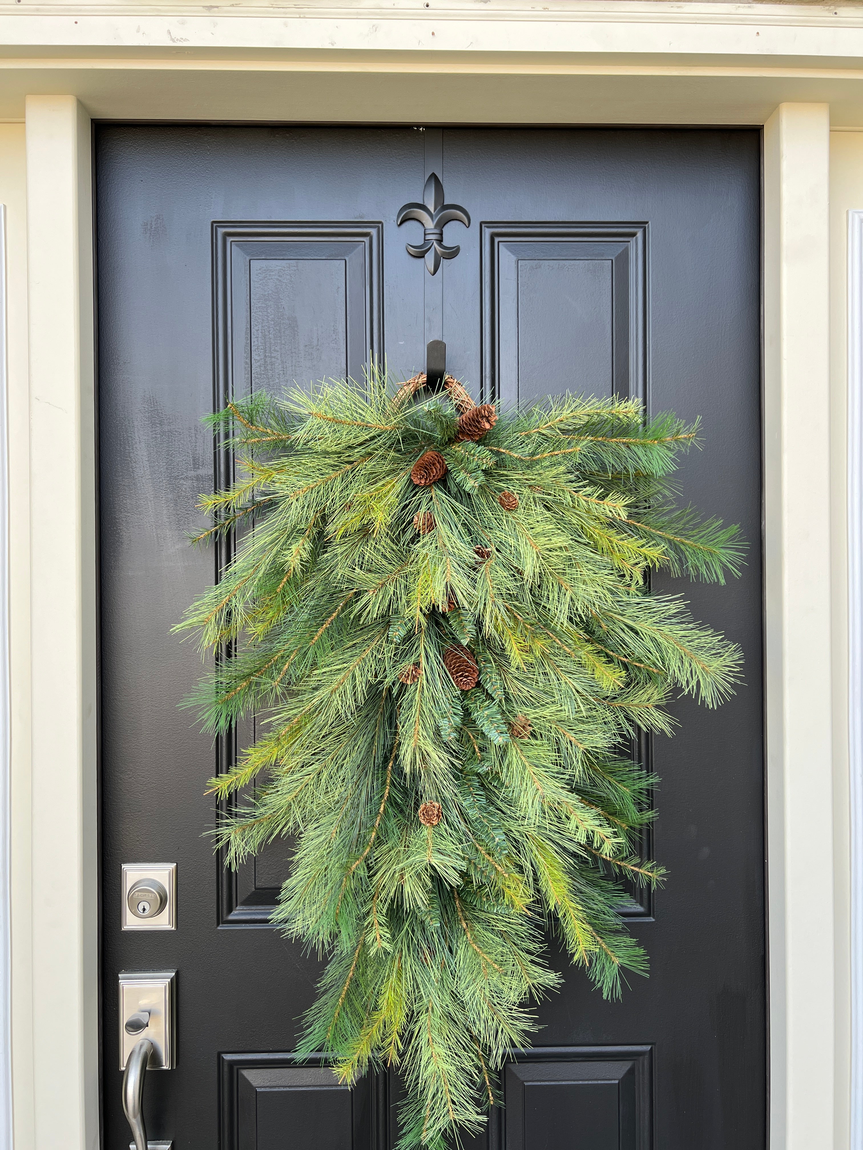 XL Real Touch Pine Swag with Natural Pinecones – Winter Door Décor