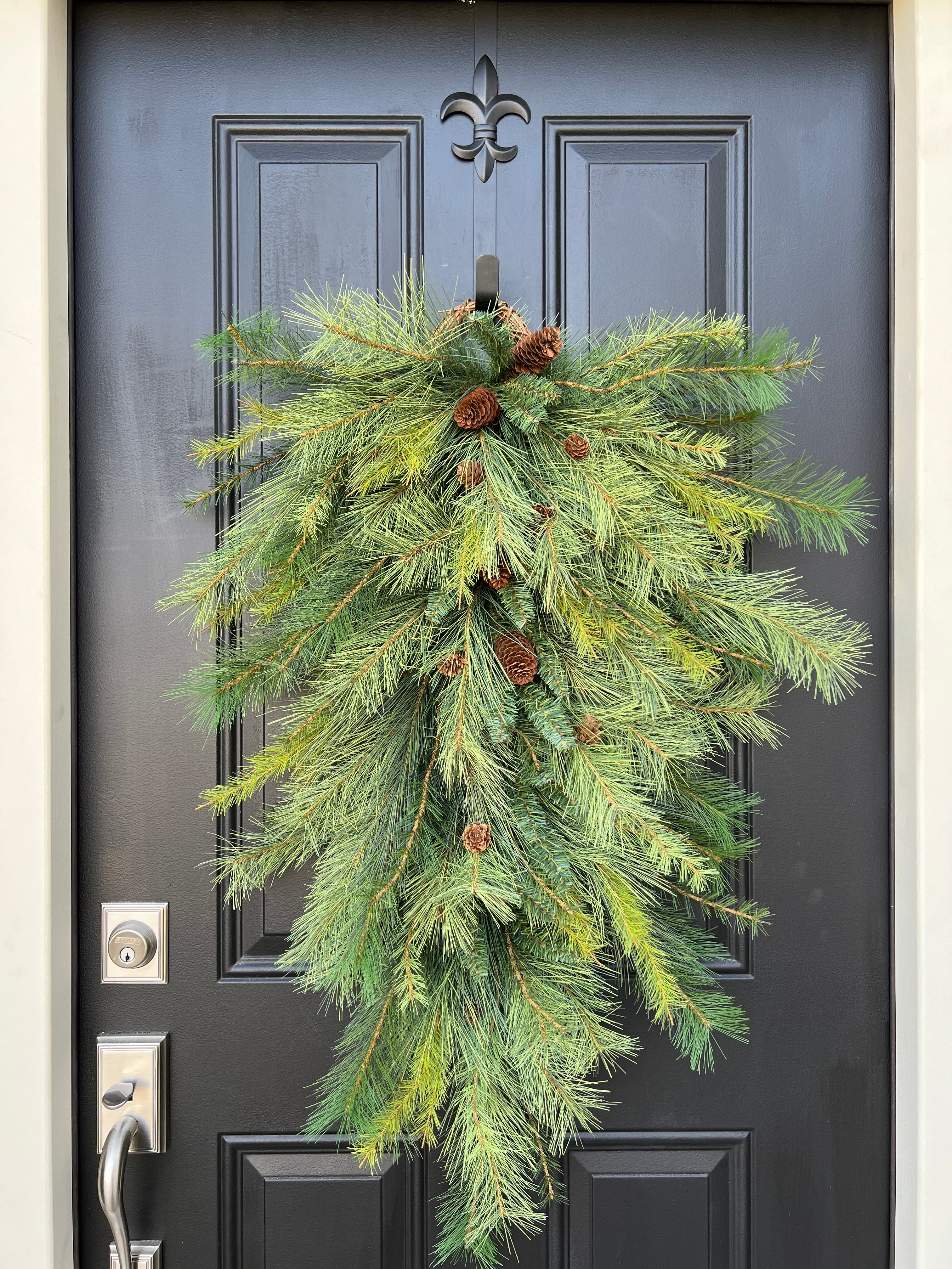 XL Real Touch Pine Swag with Natural Pinecones – Winter Door Décor