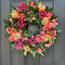Fall Wreath with Pumpkins and Pink Hydrangeas and Peonies for Front Door - TwoInspireYou