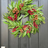 Bay Leaf Wreath with Red Berries and Pinecones – Rustic Holiday Décor | - TwoInspireYou