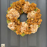 Neutral Hydrangea Wreath – 24" Beige & Caramel Fall Door Decor - TwoInspireYou