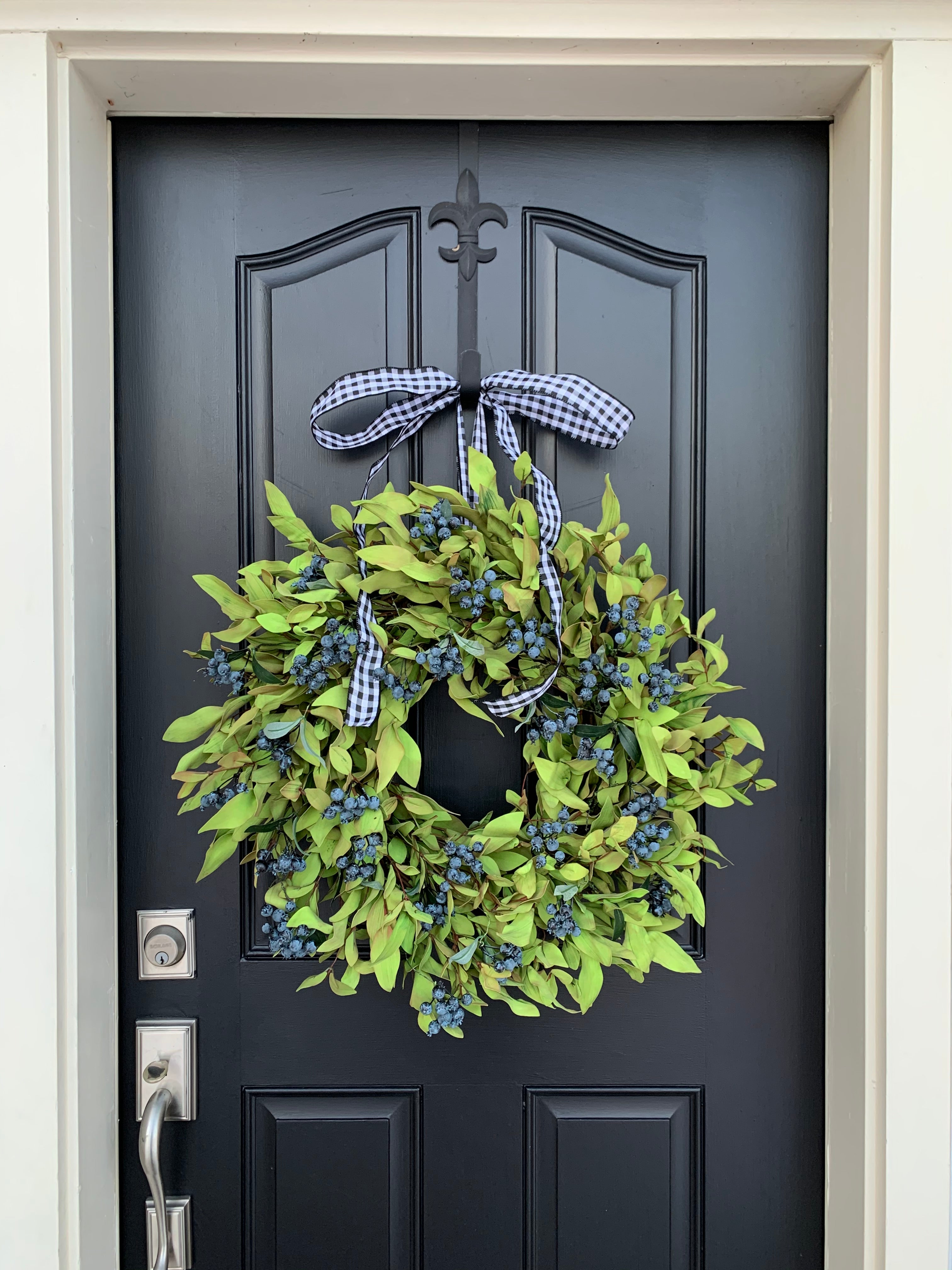 Blueberry and Boxwood Wreath - Front Door Greenery Wreaths