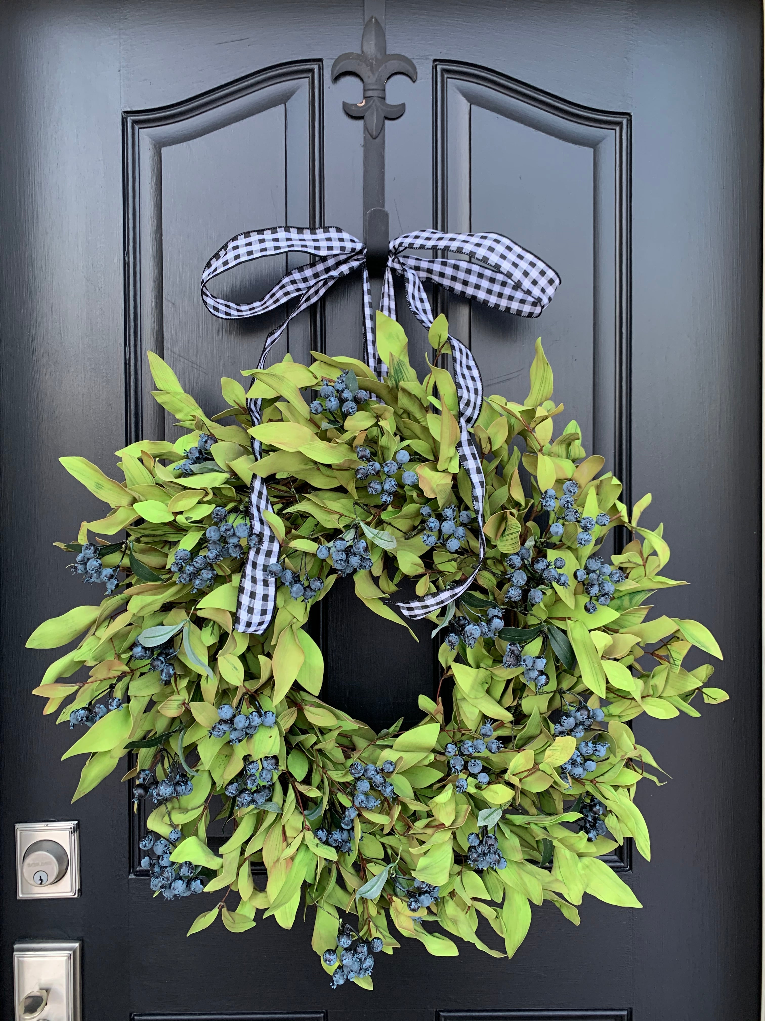 Blueberry and Boxwood Wreath - Front Door Greenery Wreaths