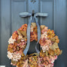 Fall Hydrangea Wreath with Autumn Hues and Black Stripe Ribbon - TwoInspireYou