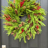 Farmhouse Christmas Wreath with Red Berries - TwoInspireYou