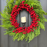 Pine and Berry Wreath with Flickering Flame Candle - TwoInspireYou