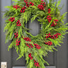 Outdoor Norfolk Pine & Red Berry Cascading Wreath - TwoInspireYou