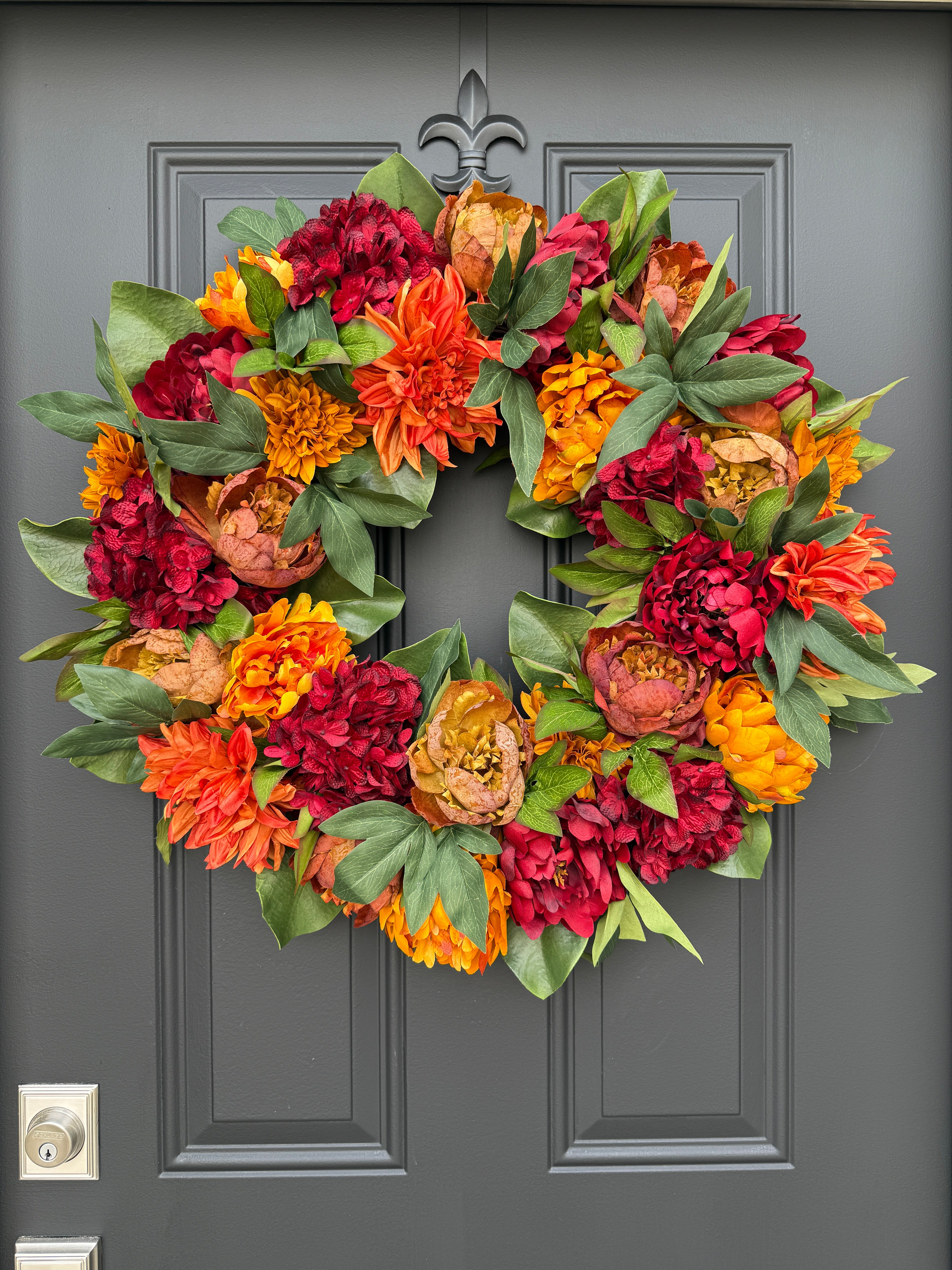 Rich Fall Floral Wreath - Thanksgiving Door Decor