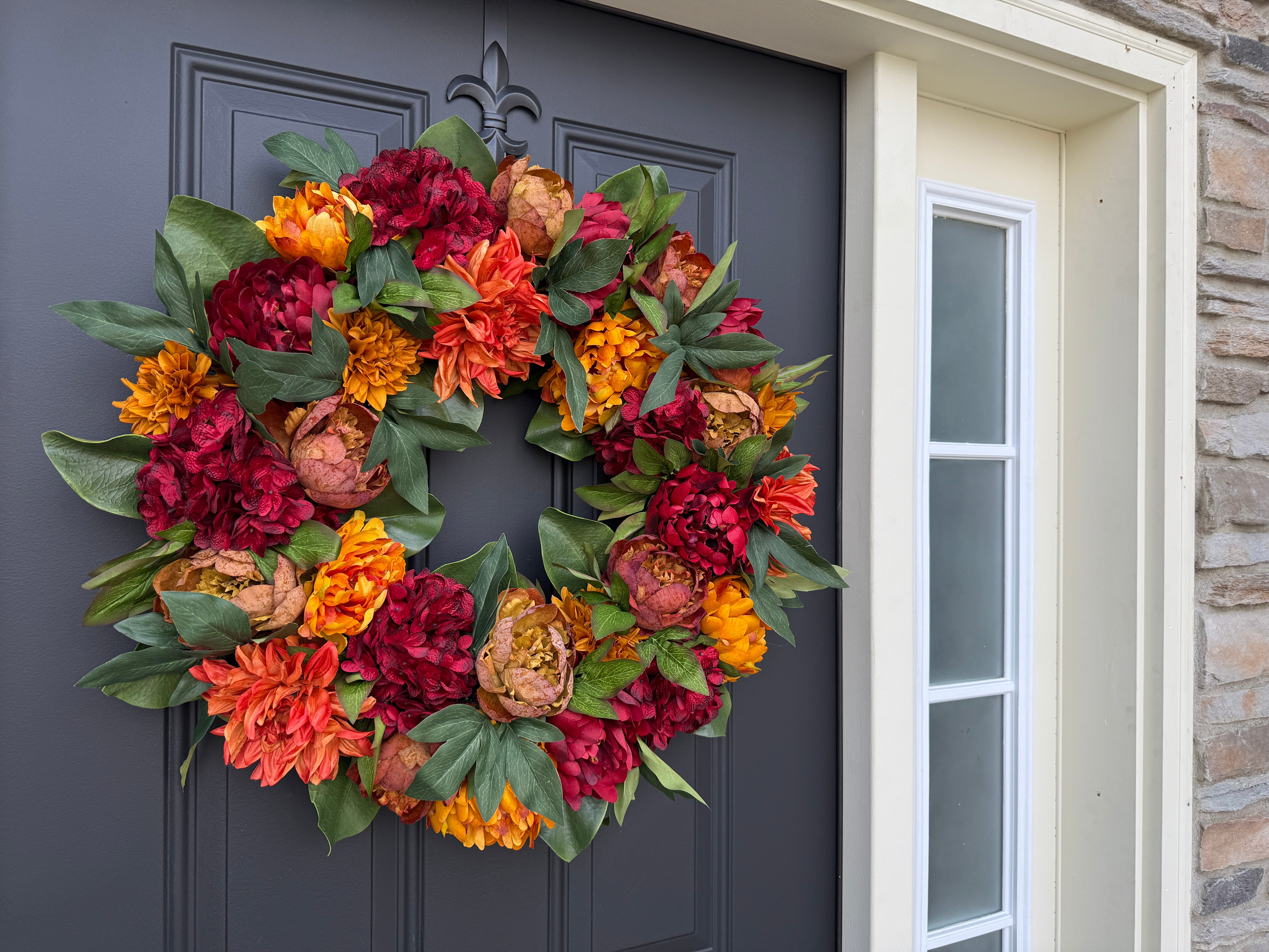 Rich Fall Floral Wreath - Thanksgiving Door Decor
