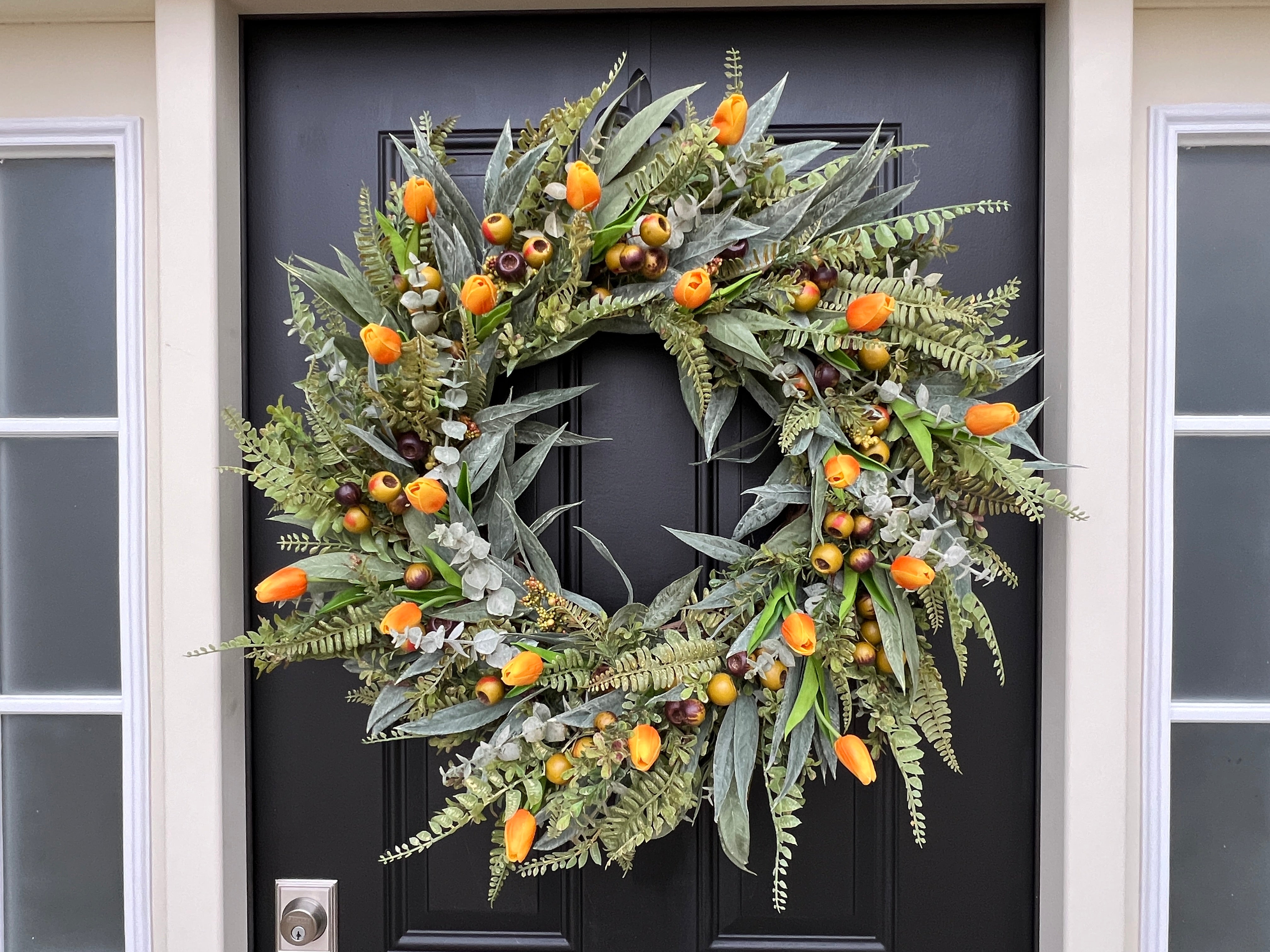 Golden Harvest Tulip Wreath with Bay Leaf and Eucalyptus