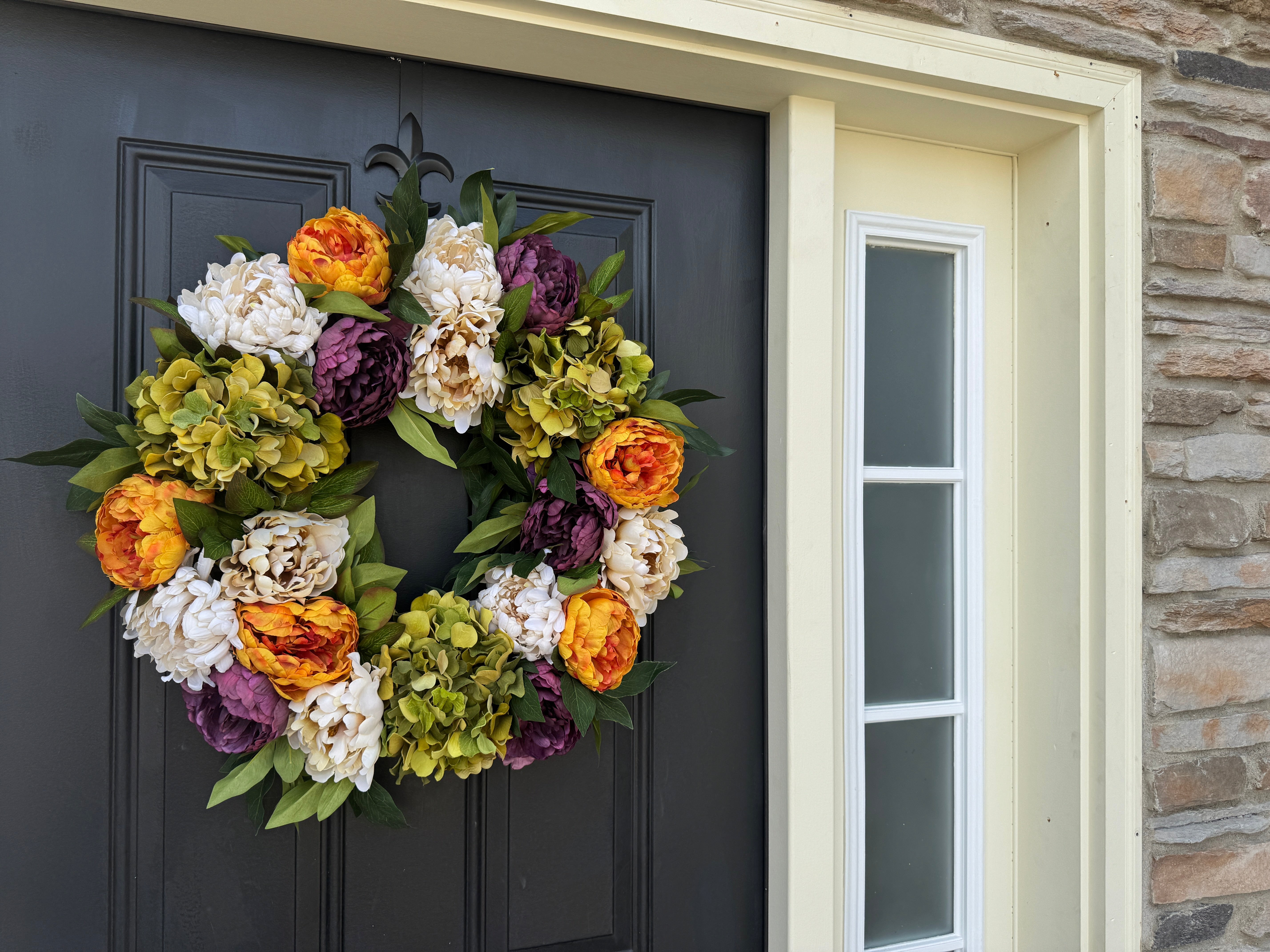 Multi-Color Peony & Hydrangea Wreath for Front Door – Fall & Autumn Decor - TwoInspireYou