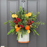 Colonial Christmas Bucket Arrangement | Williamsburg Inspired Thanksgiving Door Décor - TwoInspireYou