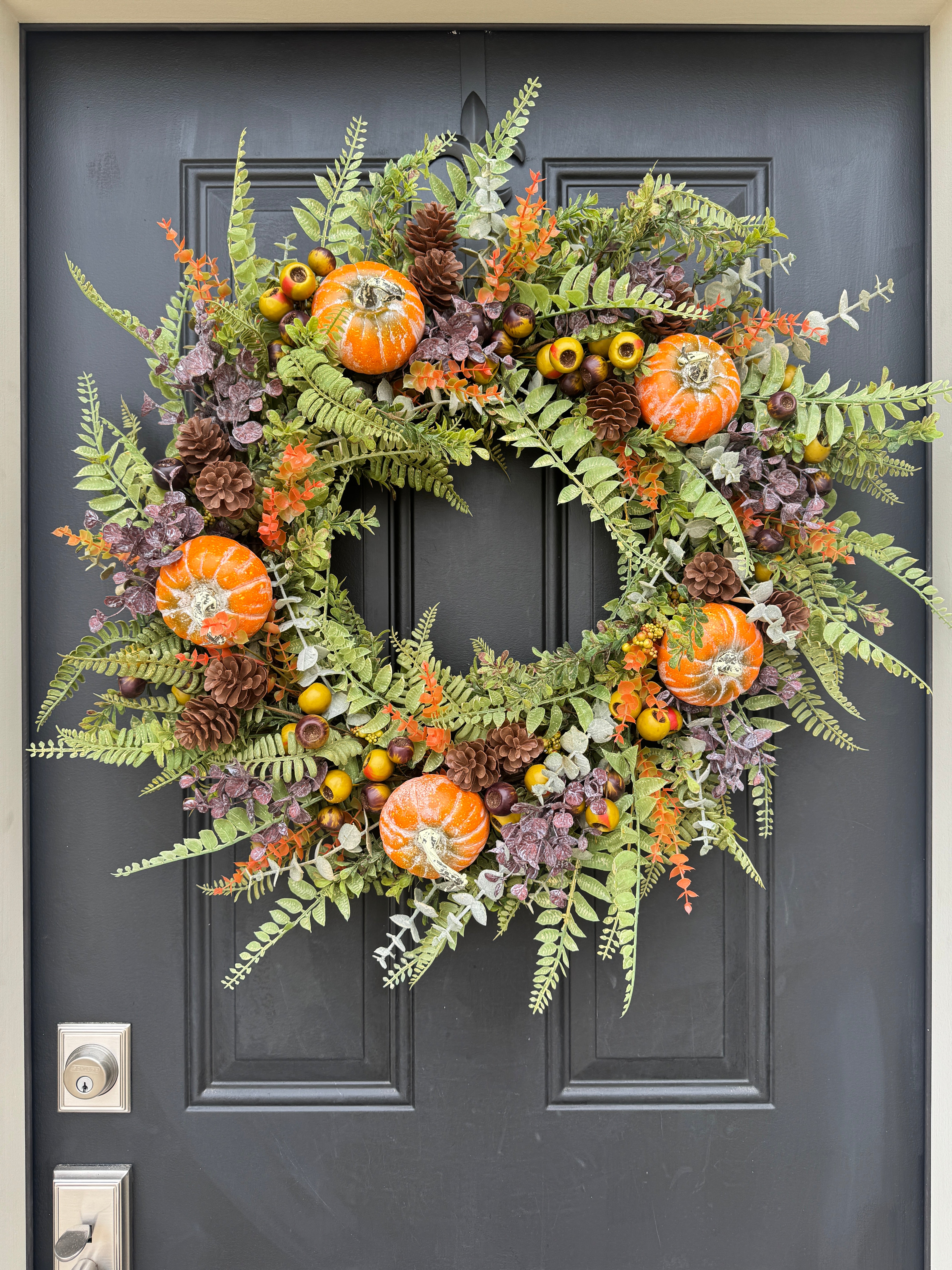 Pumpkin & Pinecone Fall Wreath – Autumn Harvest Front Door Decor - TwoInspireYou