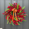 Waterproof Red Berry and Pine Wreath | Outdoor Christmas Door Wreath - TwoInspireYou