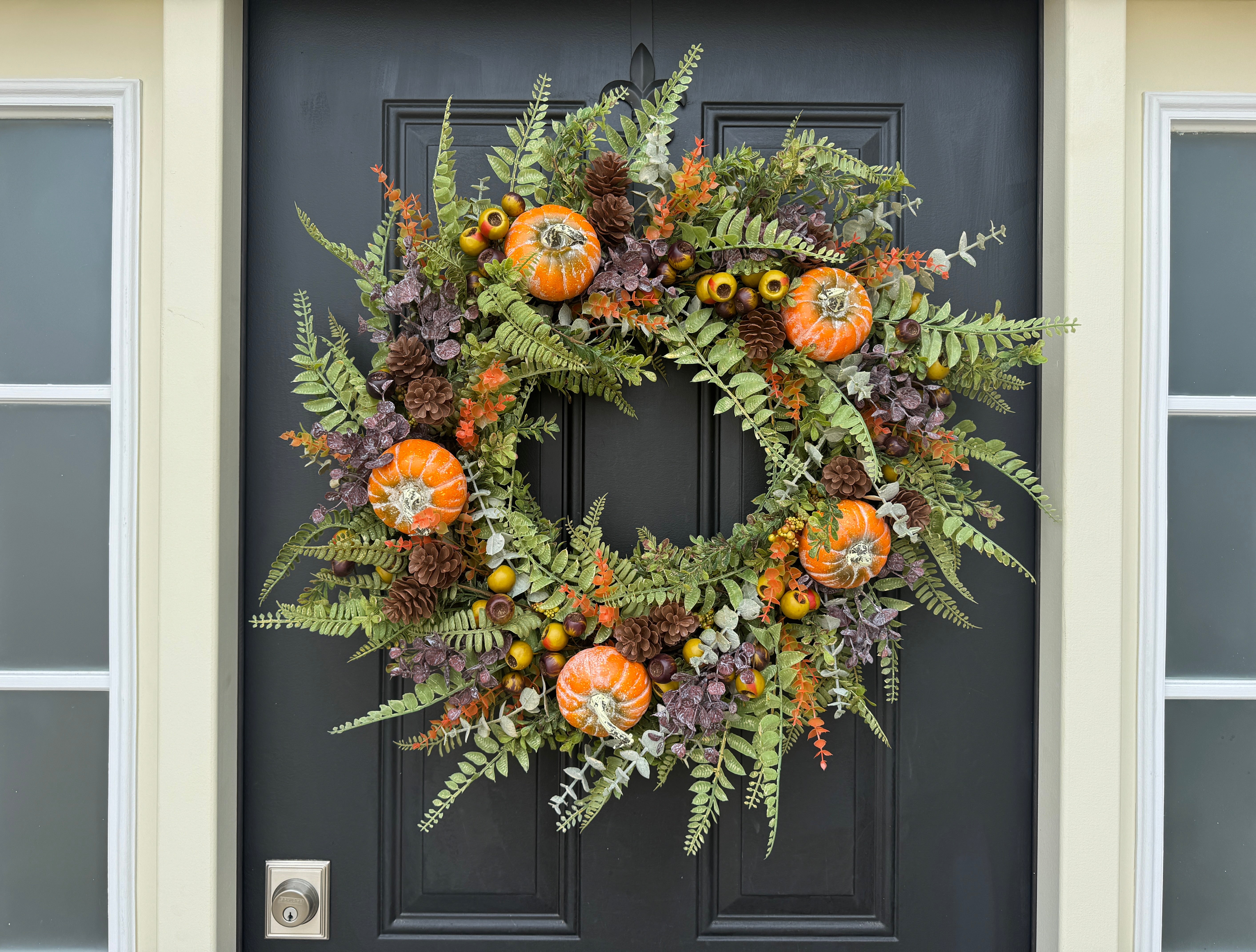 Pumpkin & Pinecone Fall Wreath – Autumn Harvest Front Door Decor - TwoInspireYou