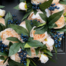 Winter Cream Peony Wreath with Blue Berries - TwoInspireYou