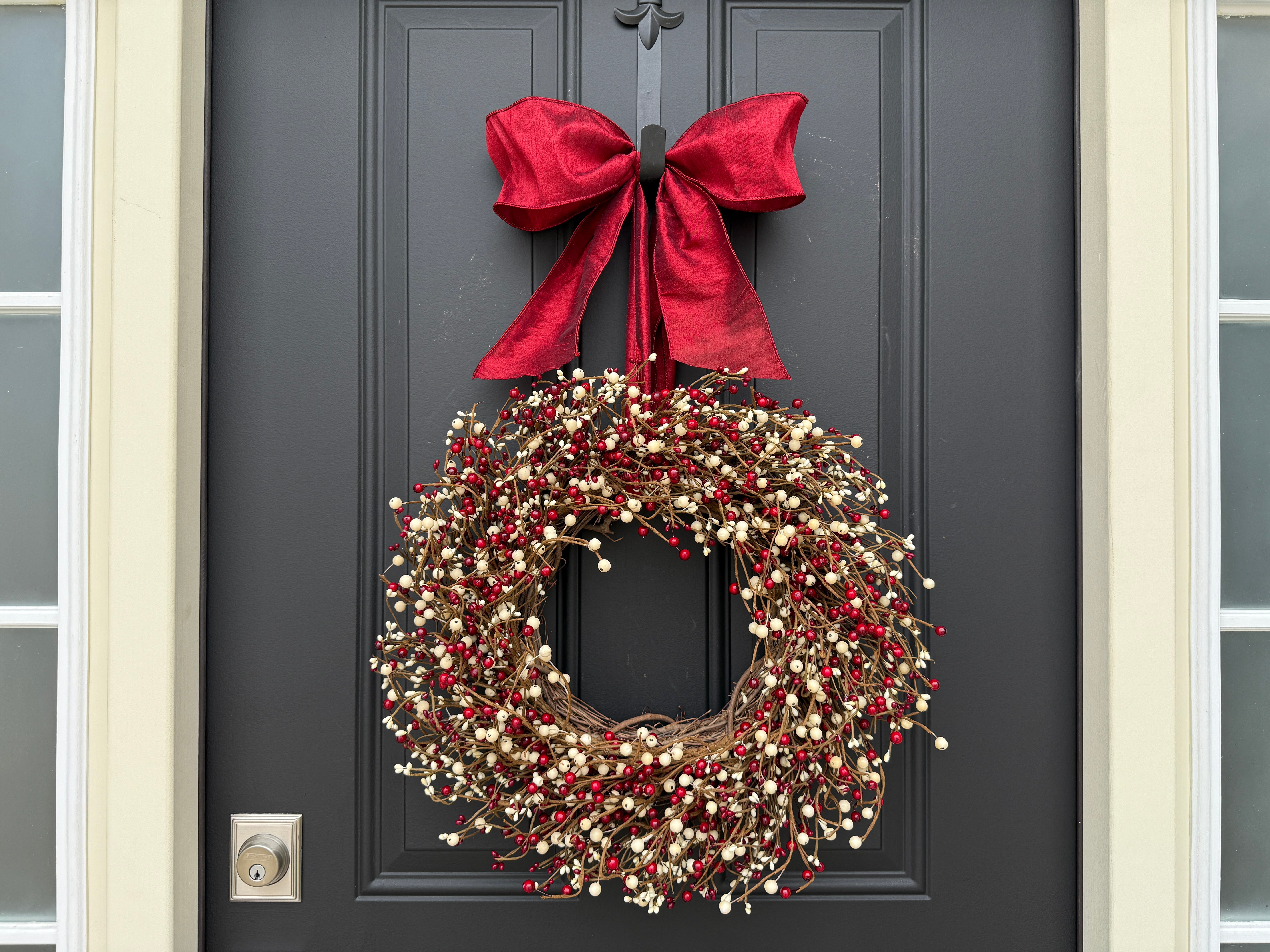 Red and Cream Berry Christmas Wreath | Holiday Door Décor | Limited Offer