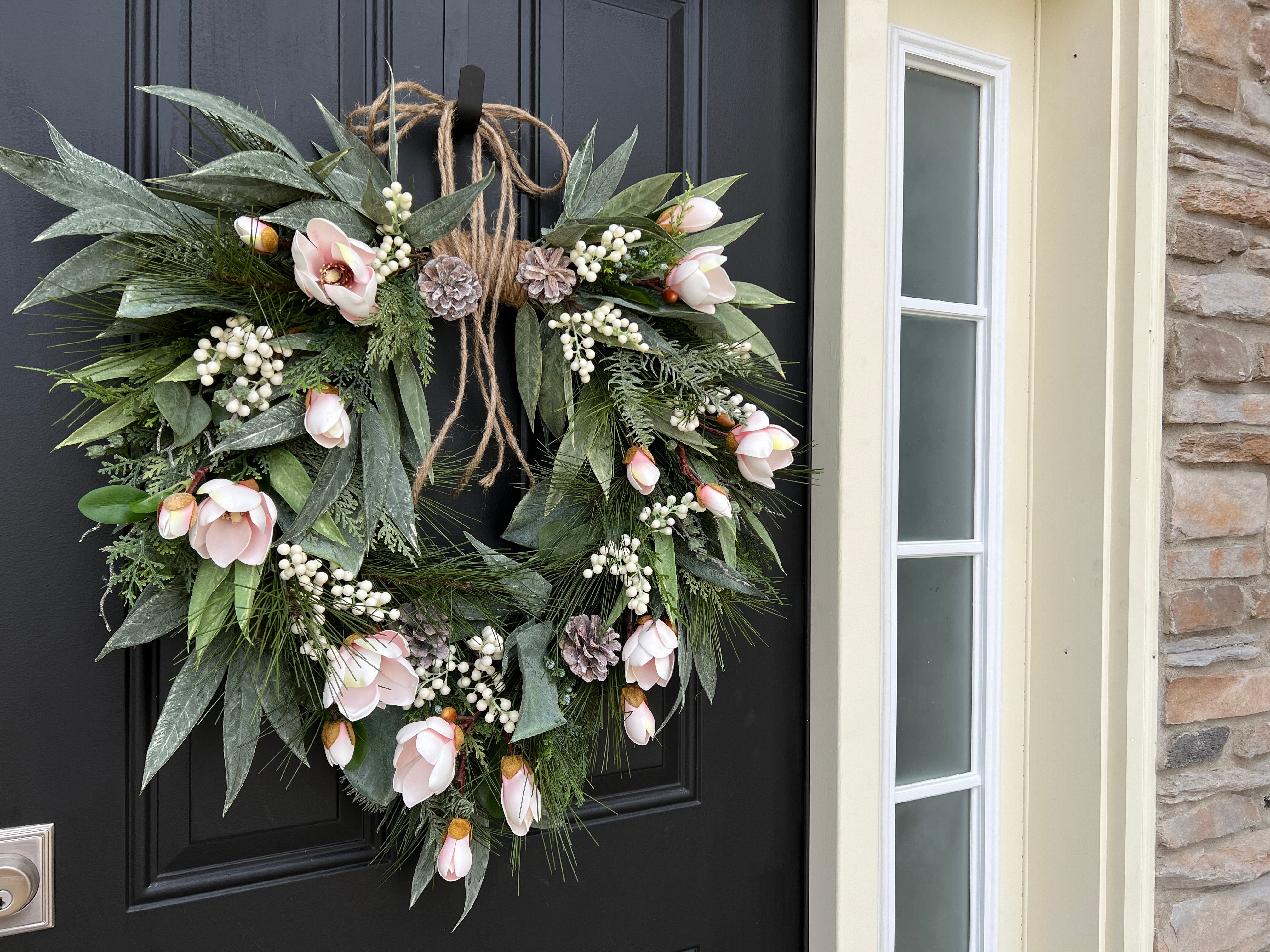 Pink Magnolia Winter Wreath