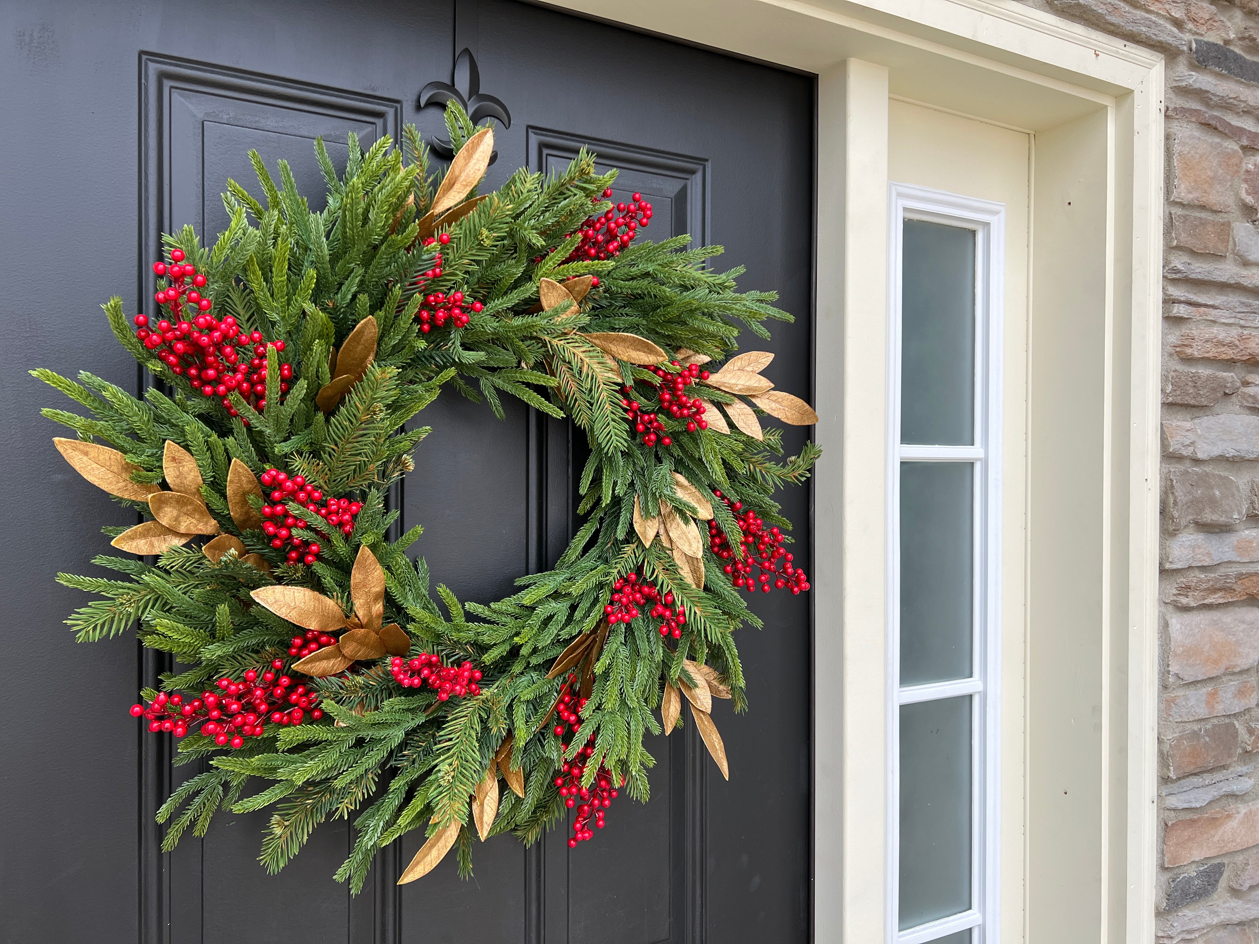 Norfolk Pine and Red Berry Wreath