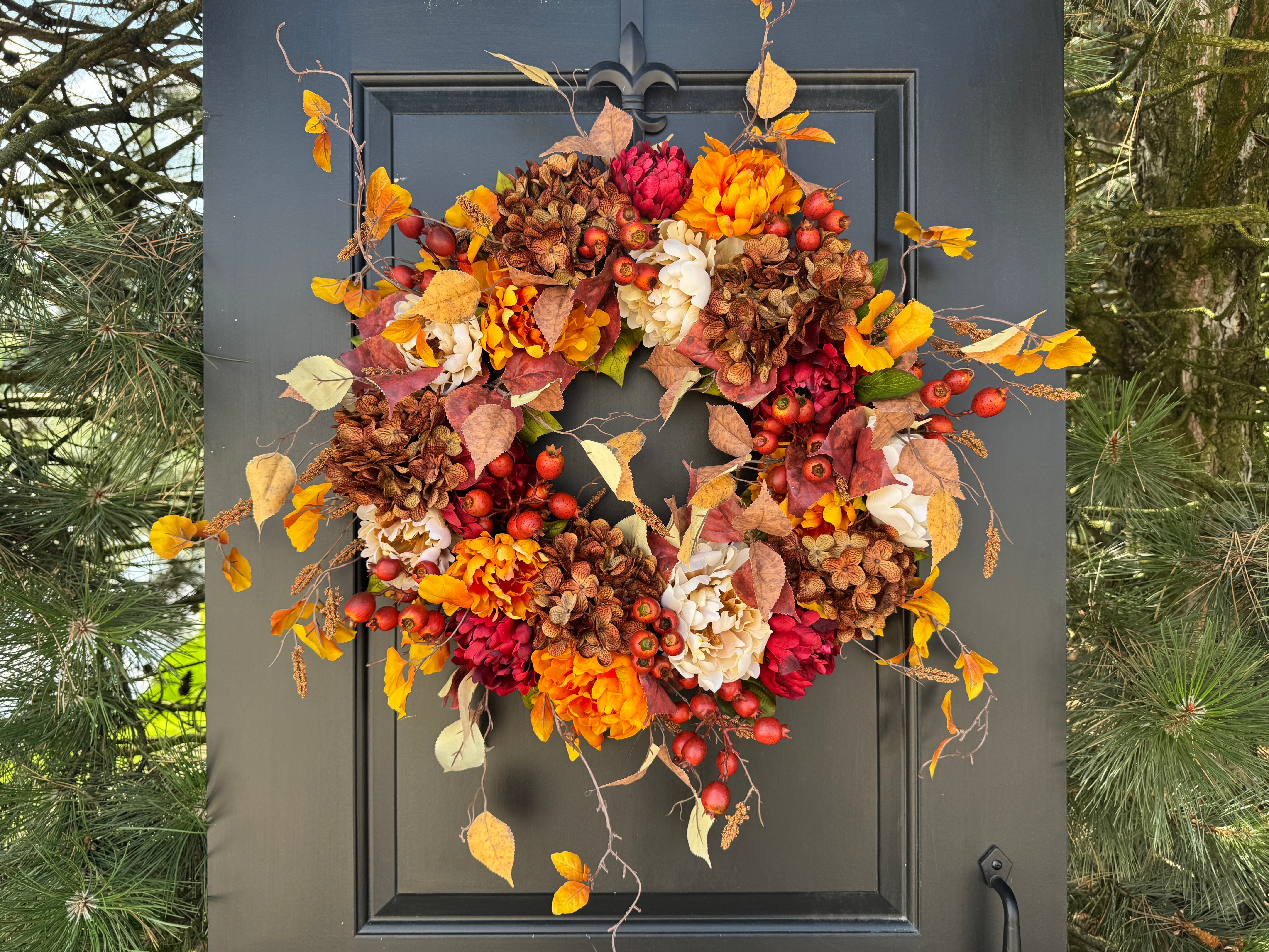 Autumn Hydrangea & Peony Wreath – Harvest Door Decoration - TwoInspireYou