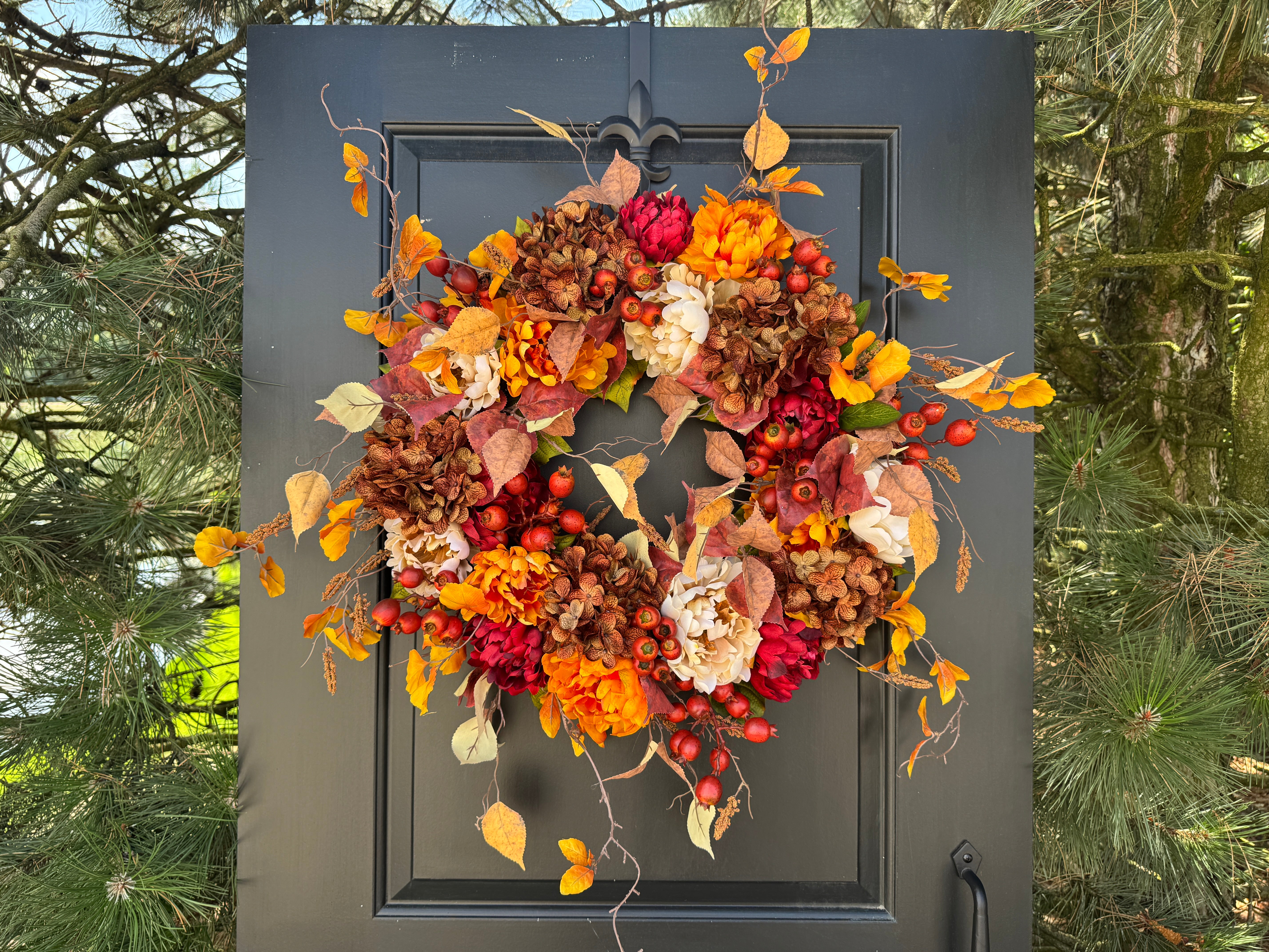 Autumn Hydrangea & Peony Wreath – Harvest Door Decoration - TwoInspireYou