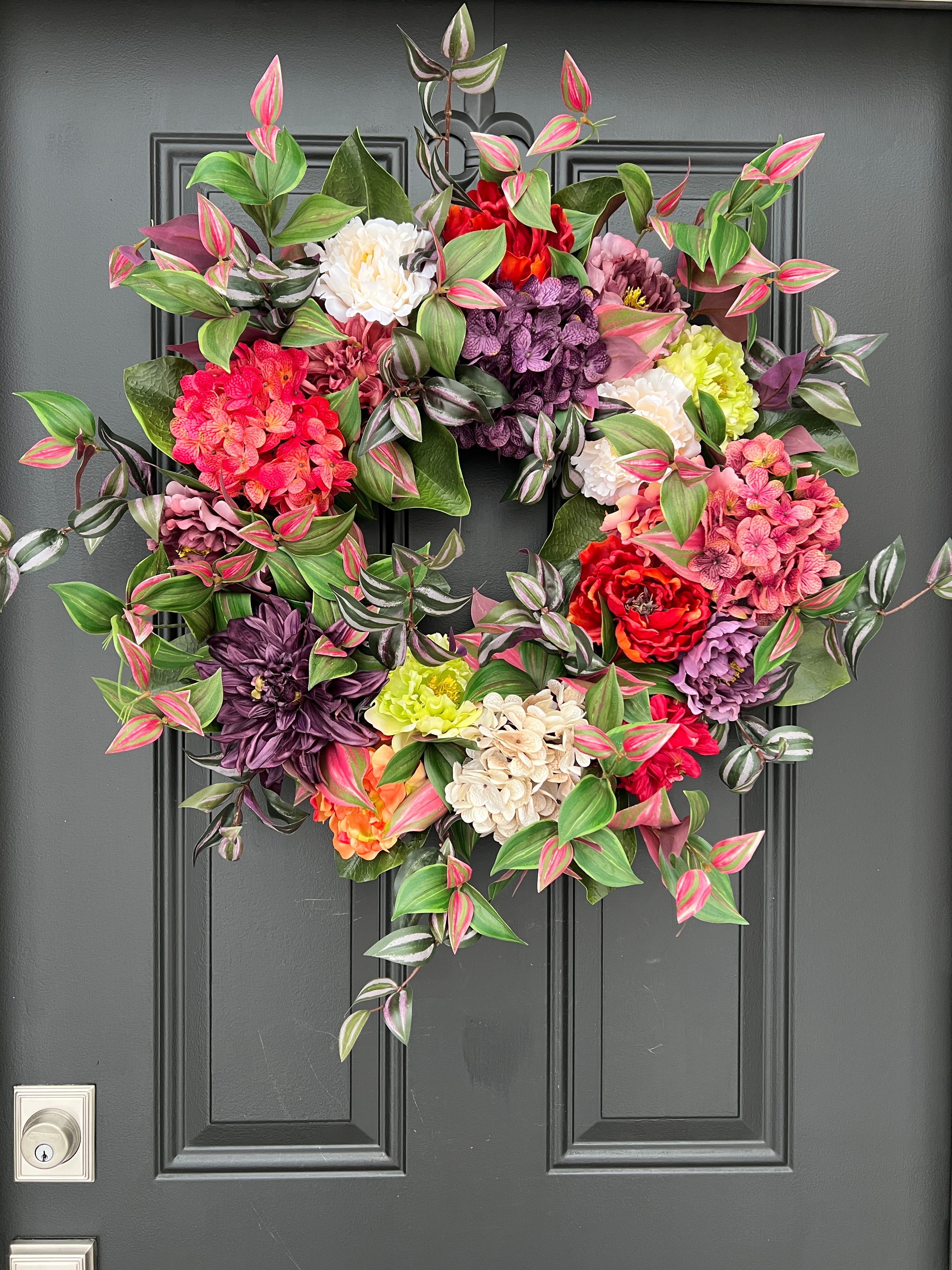 Secret Garden Wreath with Hydrangeas, Peonies and Dahlias