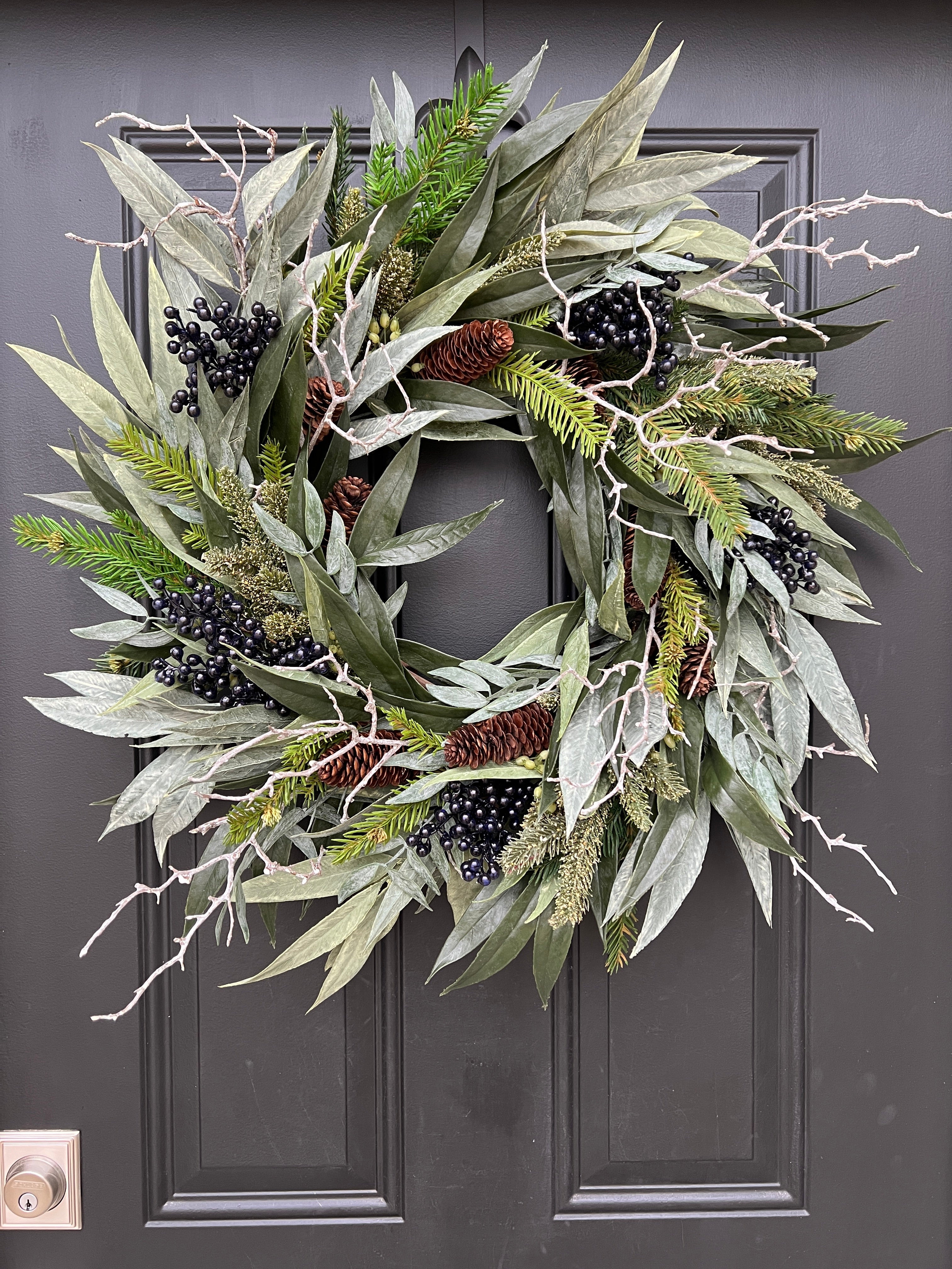 Blue and Pine Winter's Eve Wreath