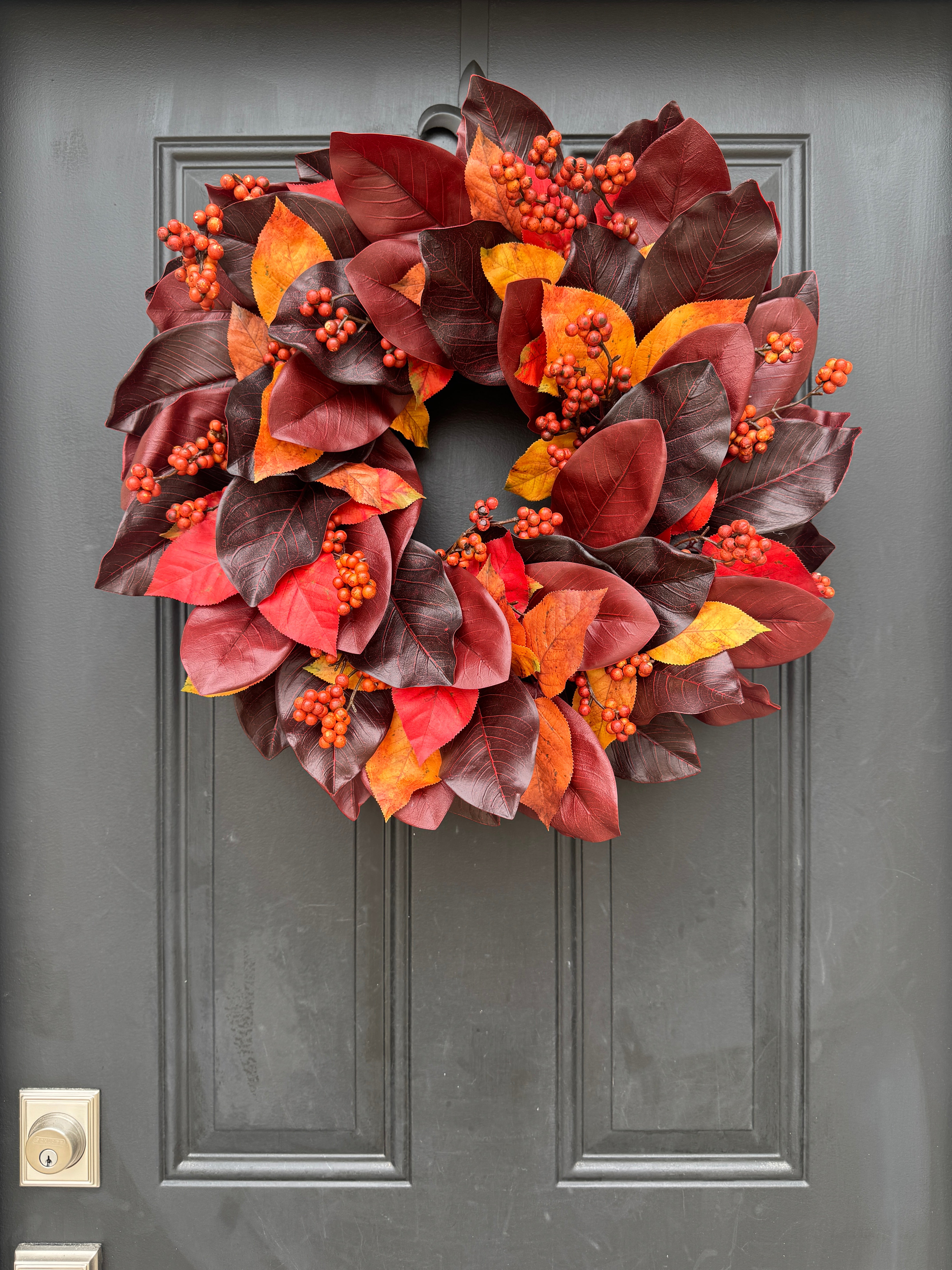 Fall Leaves & Berry Wreath – Fall Front Door Decoration - TwoInspireYou