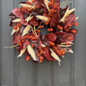 Red Magnolia & Pampas Grass Wreath – Rustic Fall Front Door Decoration - TwoInspireYou