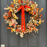 Rustic Fall Wreath with Orange Pods, Berries & Autumn Oak Leaves - TwoInspireYou