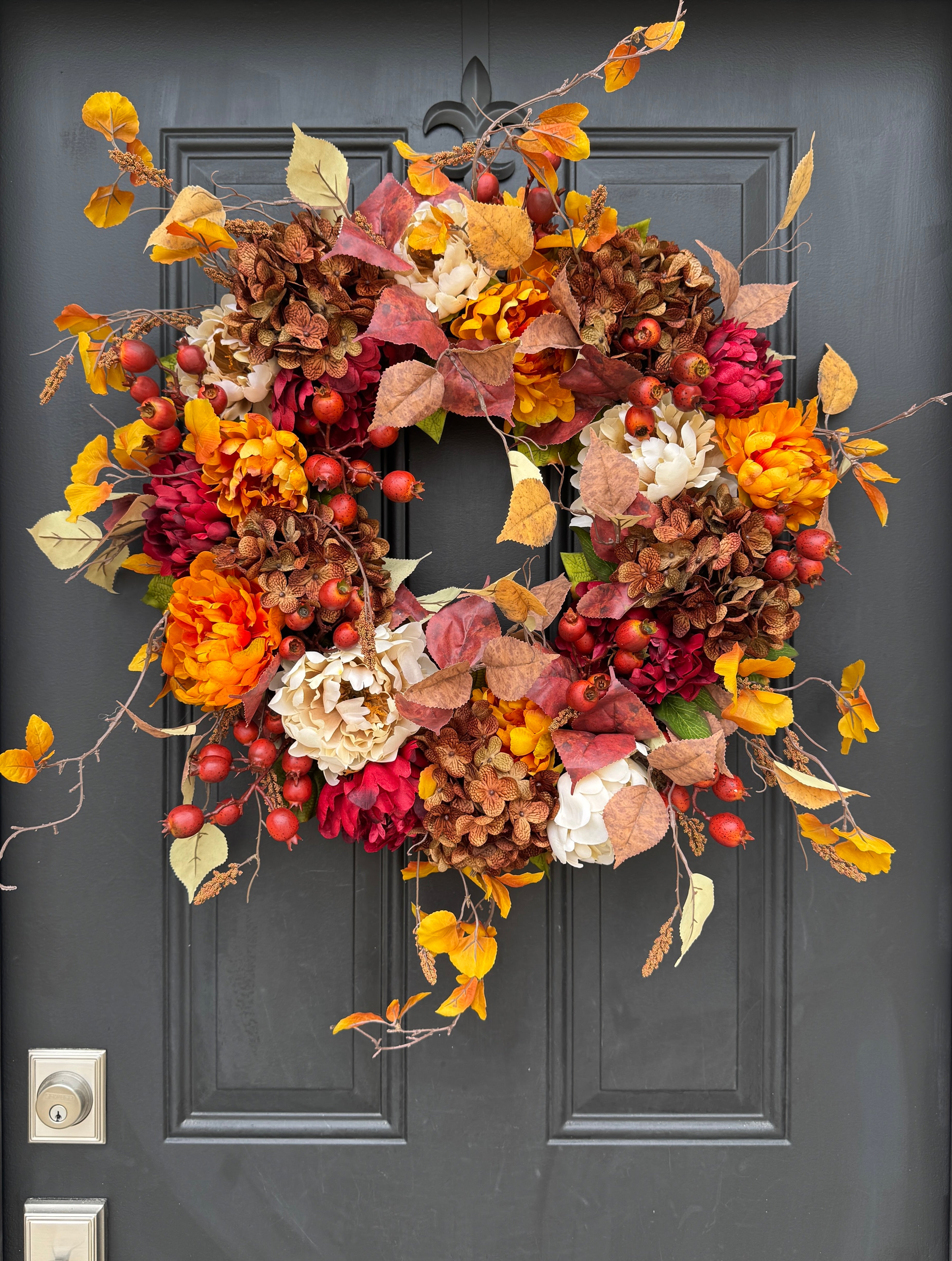 Autumn Hydrangea & Peony Wreath – Harvest Door Decoration - TwoInspireYou